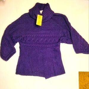 Ci Sono (Size M) Purple Cable Knit Cowl Turtle Neck Sweater (NWT)
